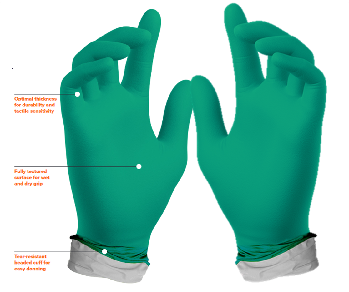 PF-95GW SW® Safety PowerForm® EcoTek® EnerGel® Nitrile Exam Gloves w/ Breach Alert™